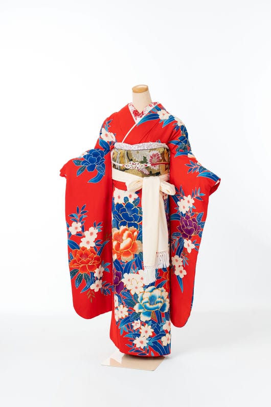 【商品番号　F-00047】青と紅いろ牡丹